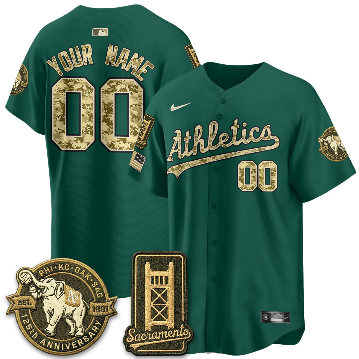 OAK Military Appreciation Game Day Custom Jersey - Stitched-NQD