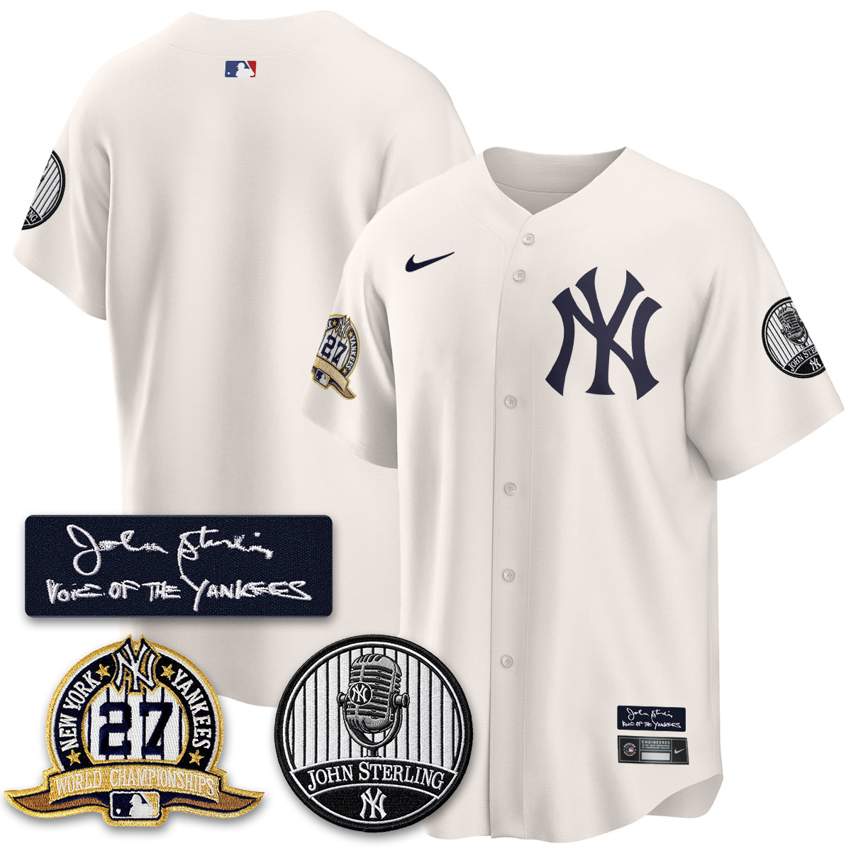 NYY John Sterling Tribute Patch Vapor Premier Limited Jersey - Stitched-NQD