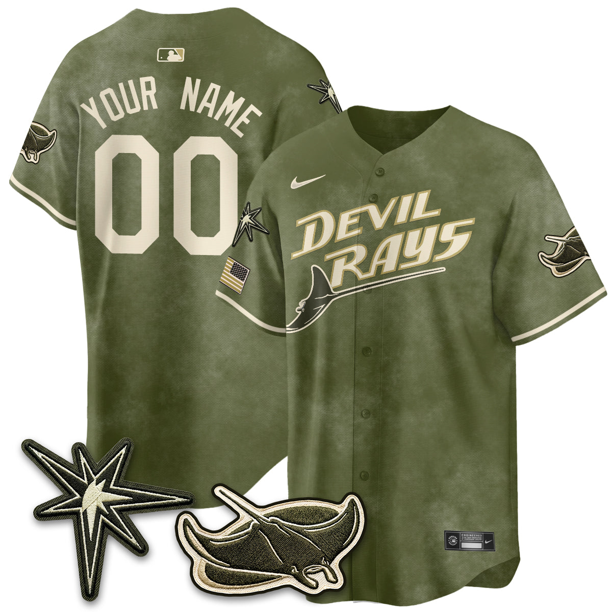 TB New Era Olive 2026 Armed Forces Day Custom Jersey - Stitched-NQD