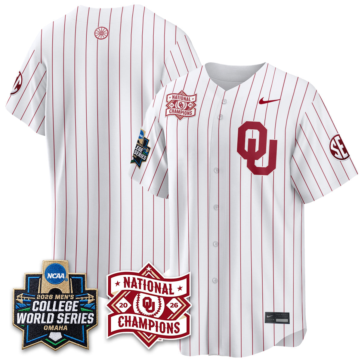 OU 2026 NCAA Baseball College World Series Champions Vapor Jersey - Stitched-NQD