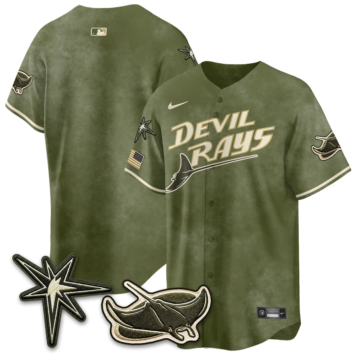 TB New Era Olive 2026 Armed Forces Day Jersey - Stitched-NQD