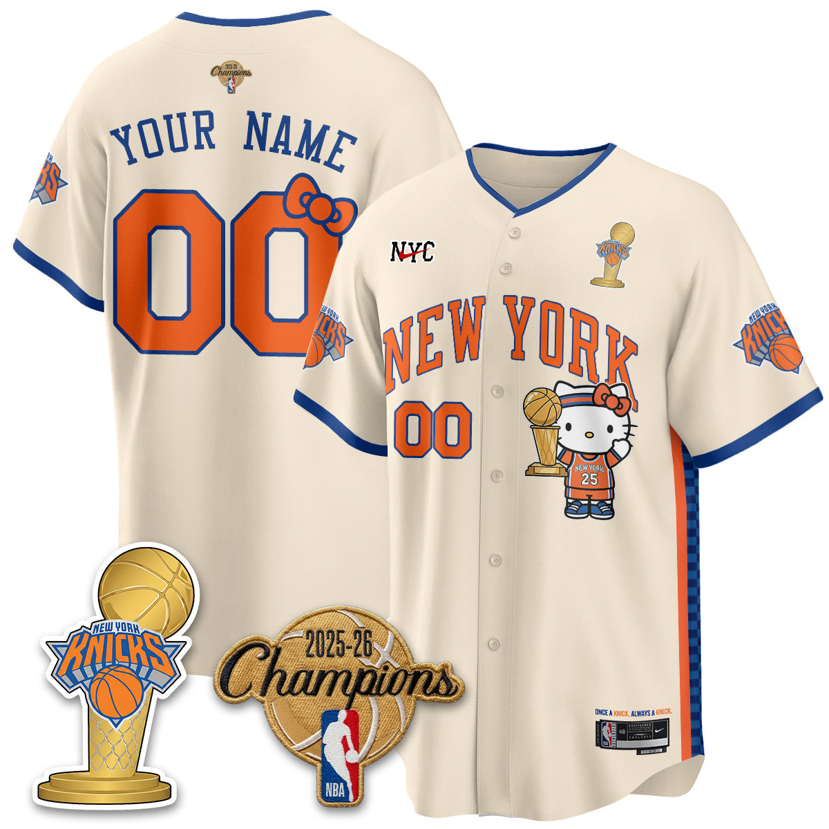NYK 2026 NBA Champions x Meow Kitty Vapor Custom Jersey - Stitched-NQD