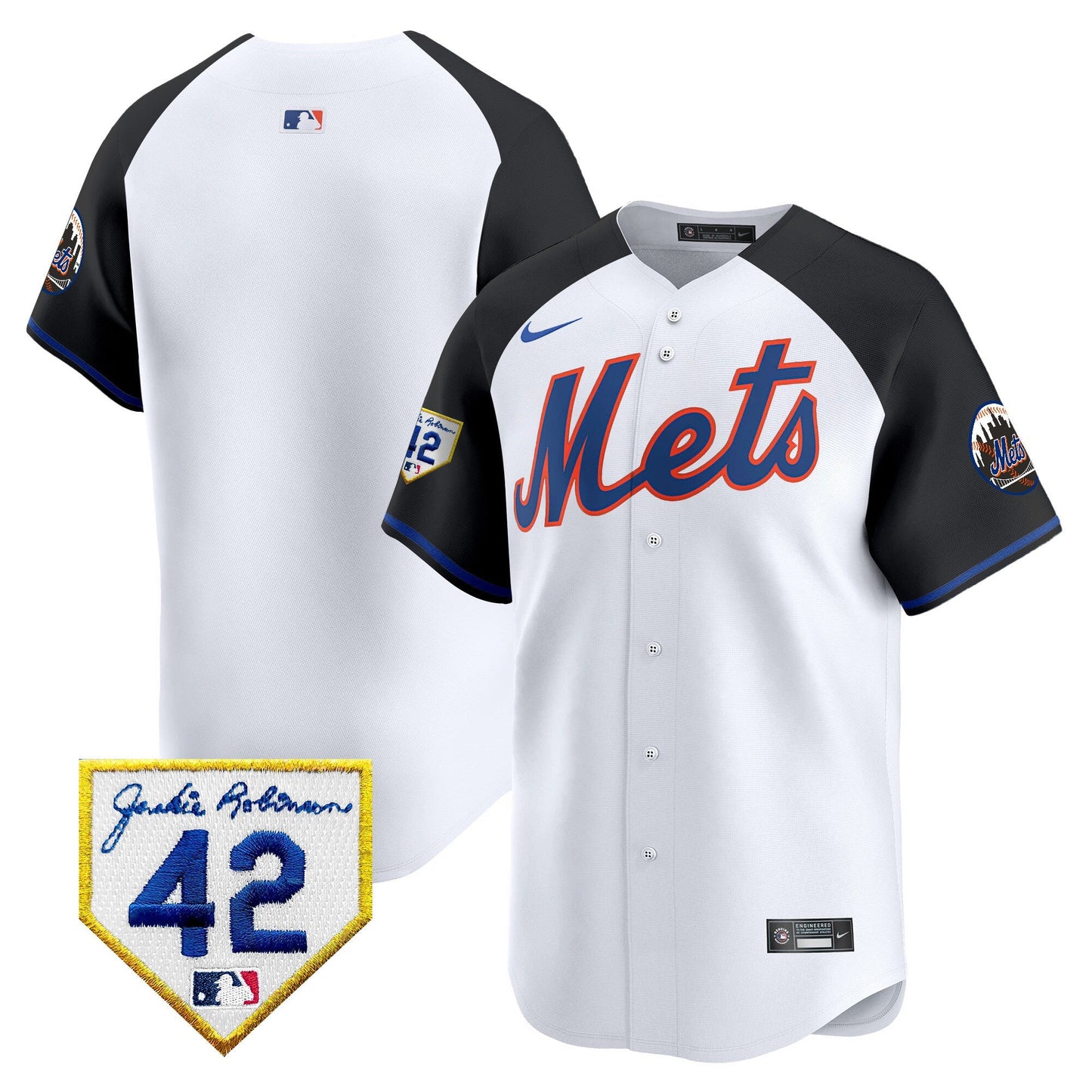 Men's New York Mets 2024 Jackie Robinson Patch Vapor Premier Limited Jersey - All Stitched