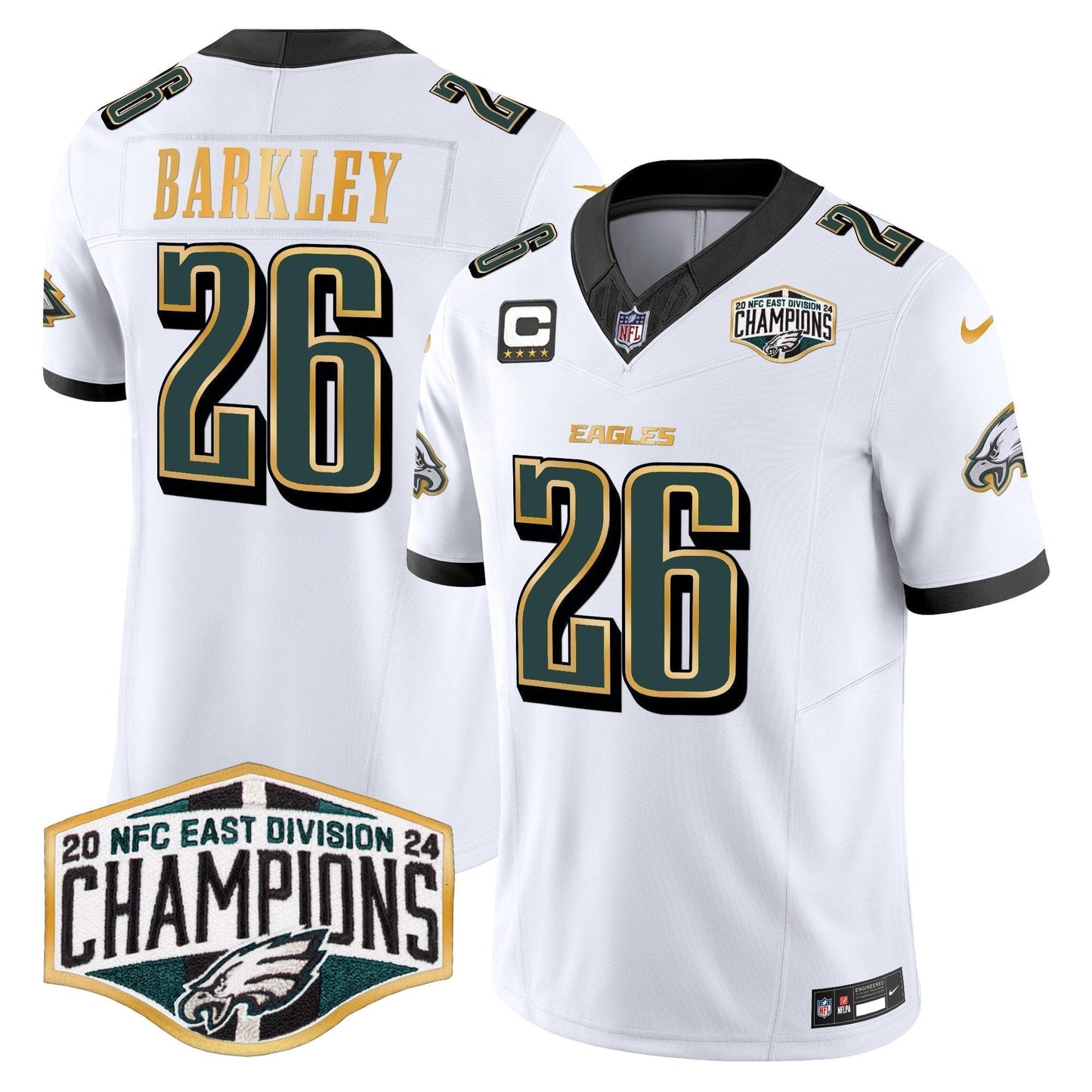Eagles 2024 NFC East Division Champions Gold Trim Vapor Limited Jersey - Stitched-NQD