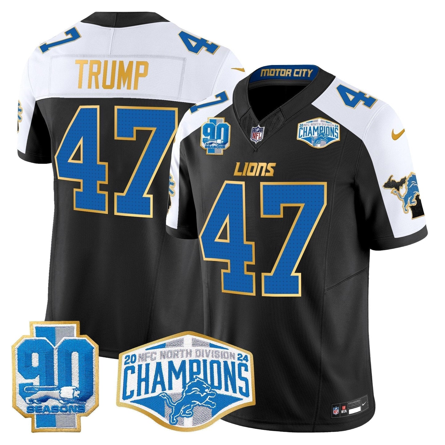 DET 2024 NFC North Division Champions Patch Gold Trim Vapor Limited Jersey - Stitched-NQD