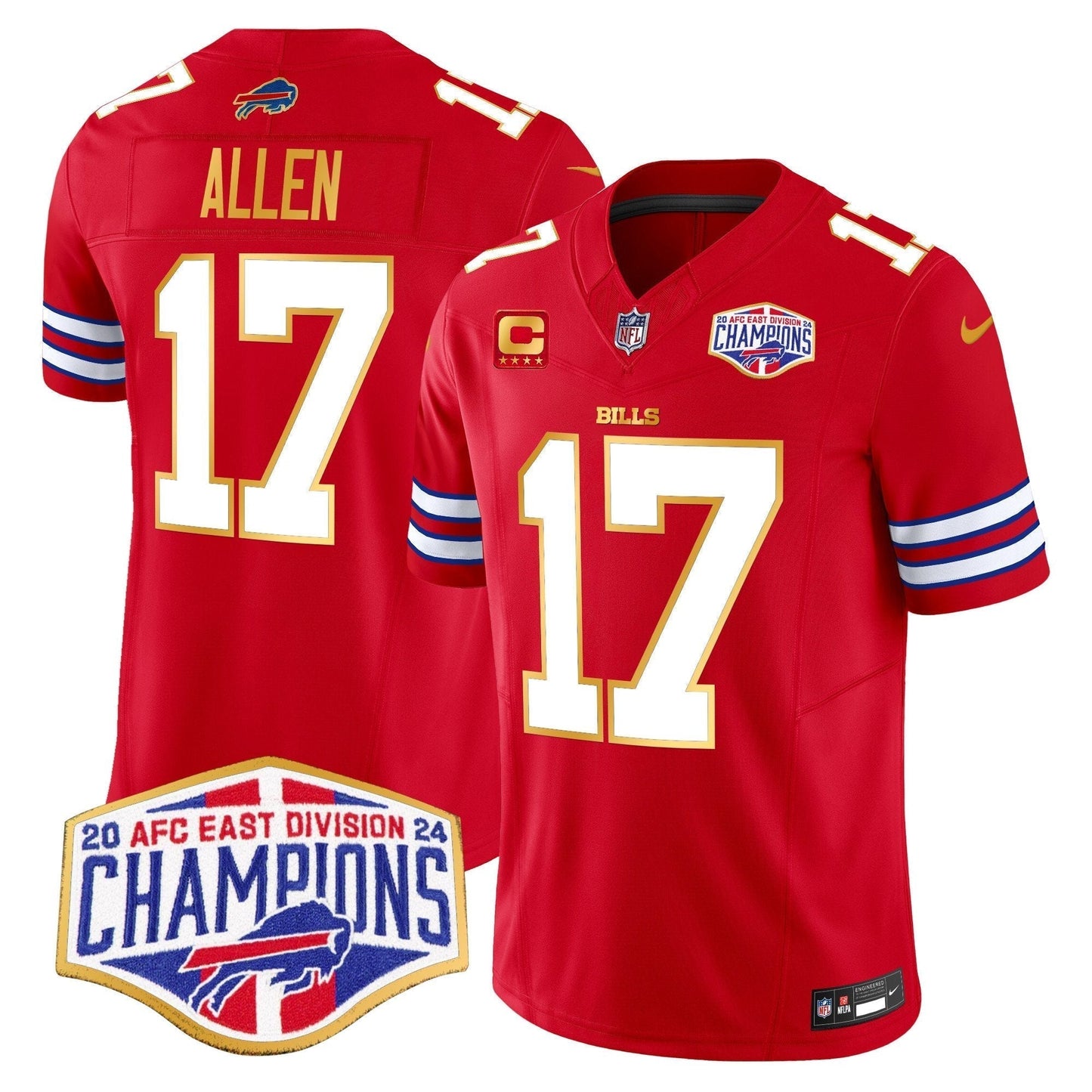 Bills 2024 AFC East Division Champions Gold Trim Vapor Limited Jersey - Stitched-NQD