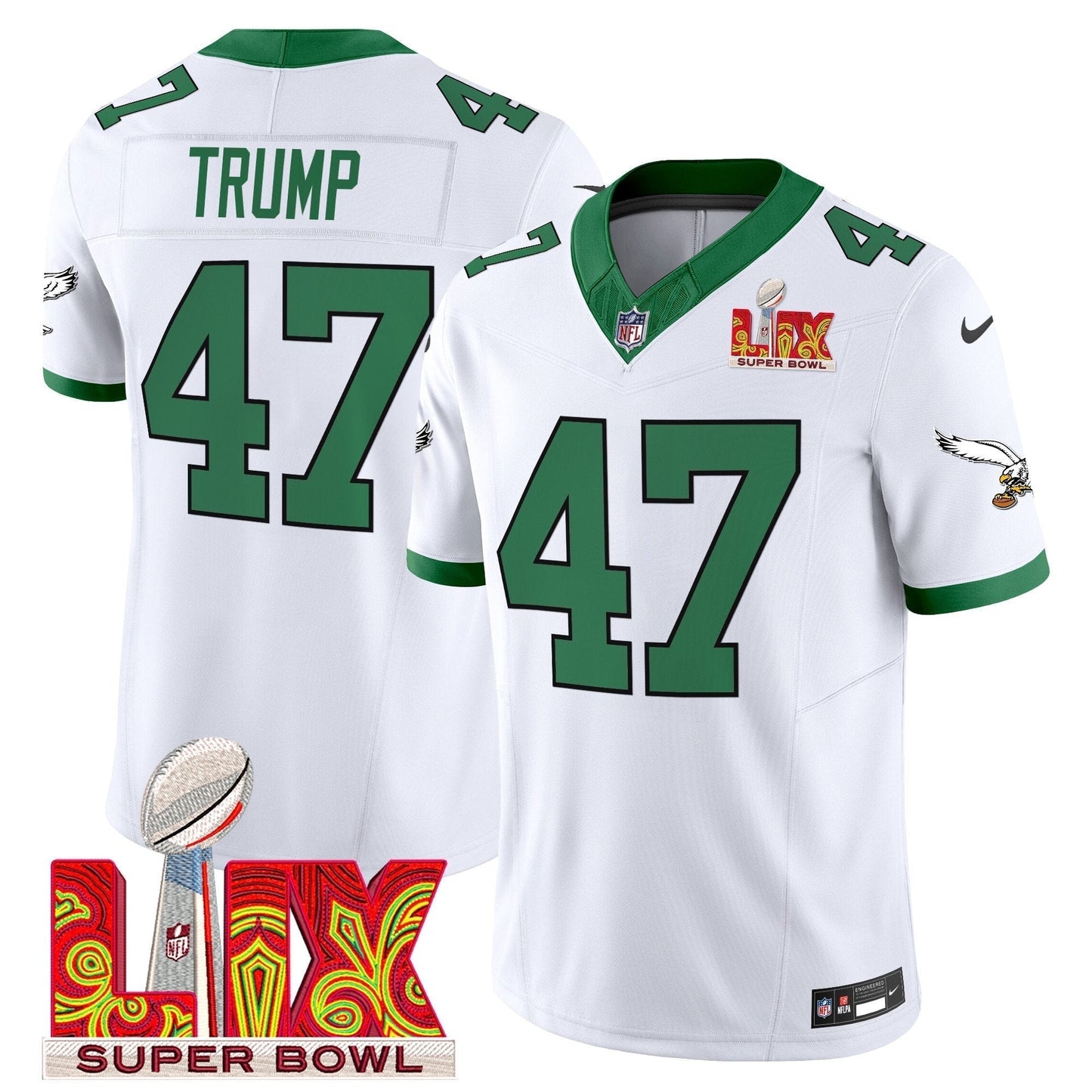 PHI Kelly Green Super Bowl LIX Patch Vapor Limited Jersey - Stitched-NQD
