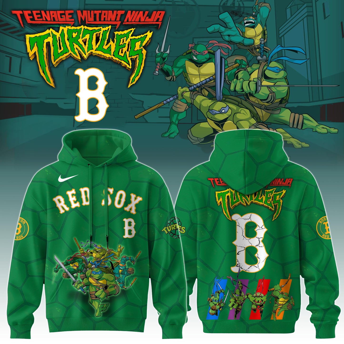 . Boston Red Sox MLB x Ninja Turtles Special Edition Hoodie 2025