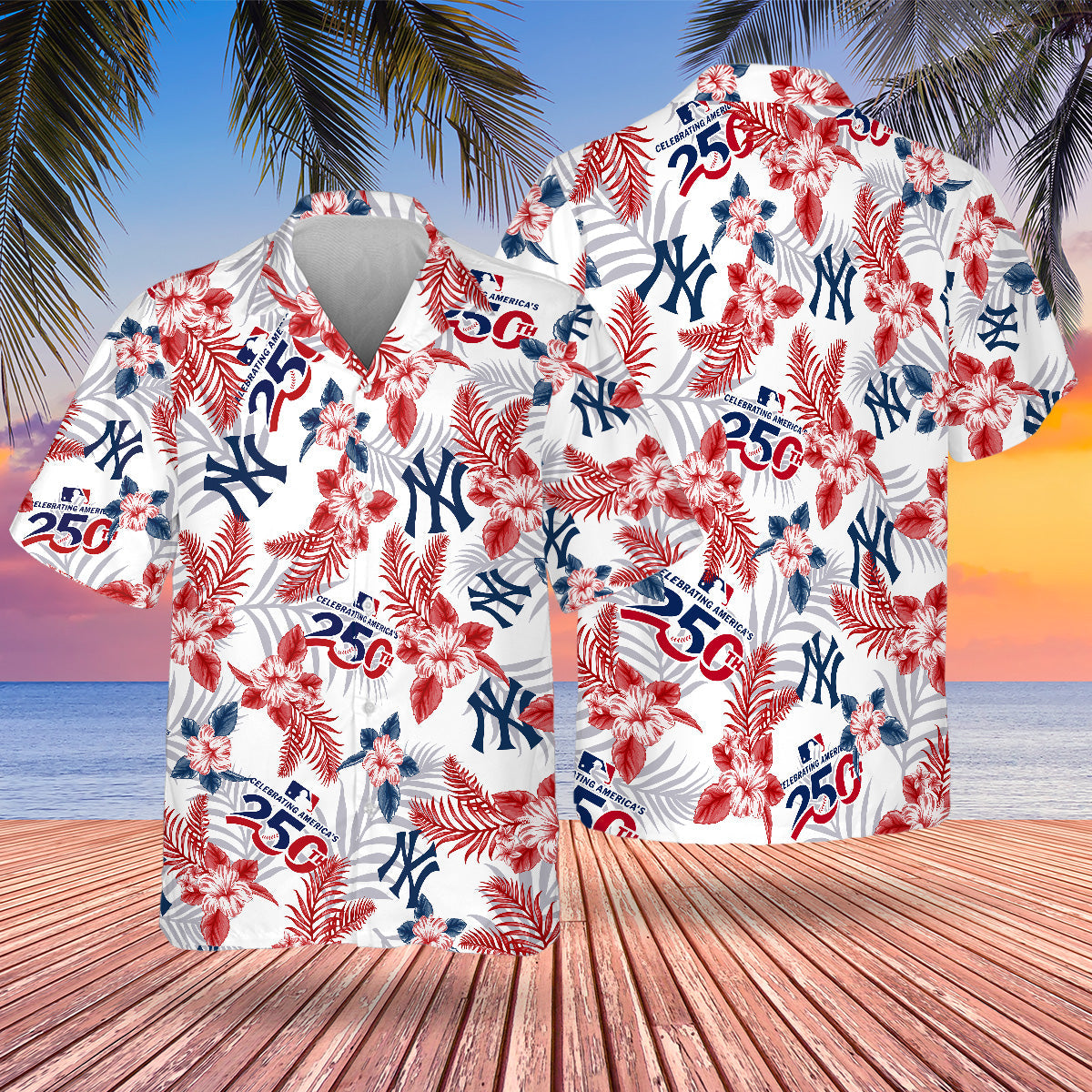 NYY Special Semiquincentennial Hawaiian Design Button Shirt-NQD