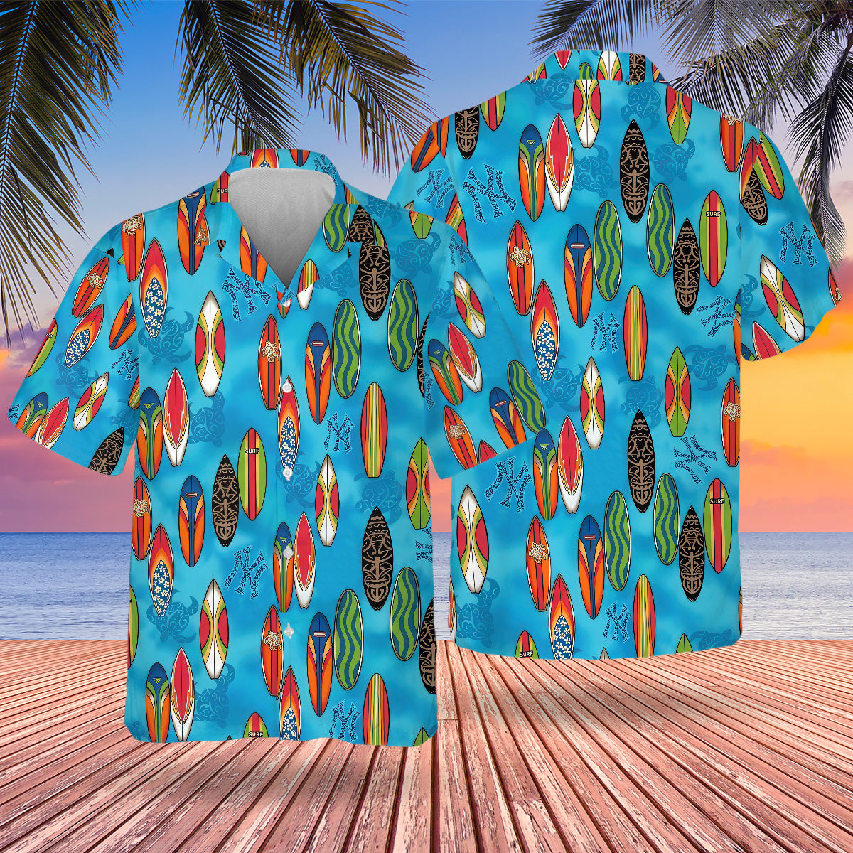 NYY Surfing Hawaiian Design Button Shirt-NQD