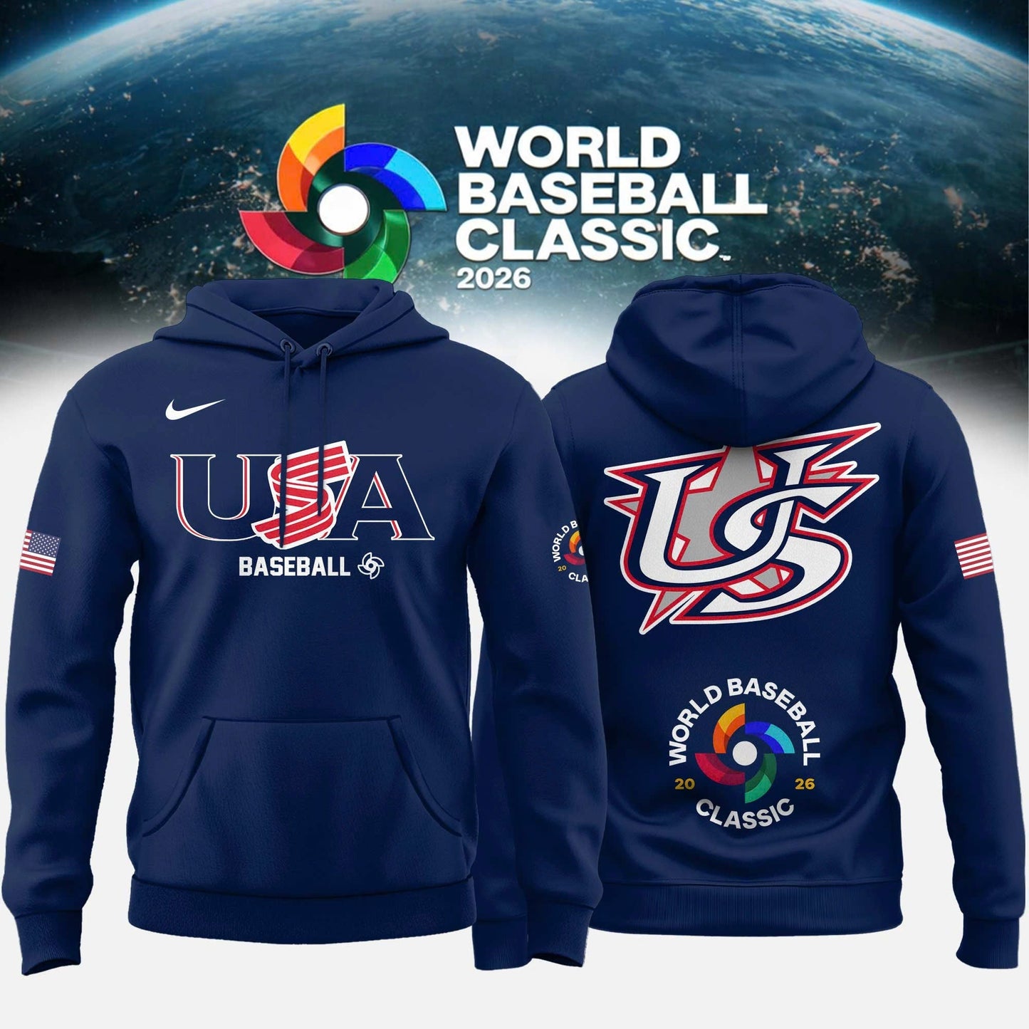 Team USA 2026 World Baseball Classic Special Edition Baseball Hoodie - Printed-NQD