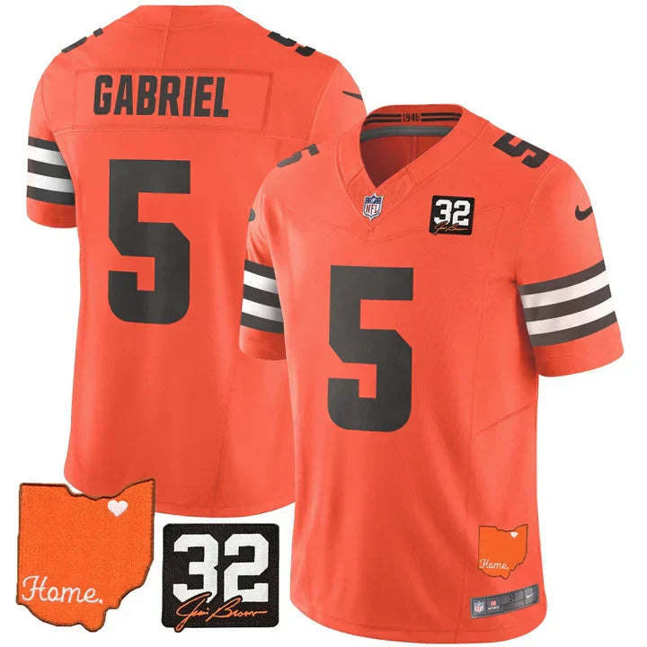 Browns #32 Jim Brown Memorial & Home Patch Vapor Limited Jersey N1 - All Stitched