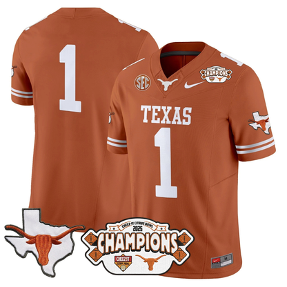 TEX 2025 State Map & Citrus Bowl Champions Patch Vapor Limited Jersey - All Stitched