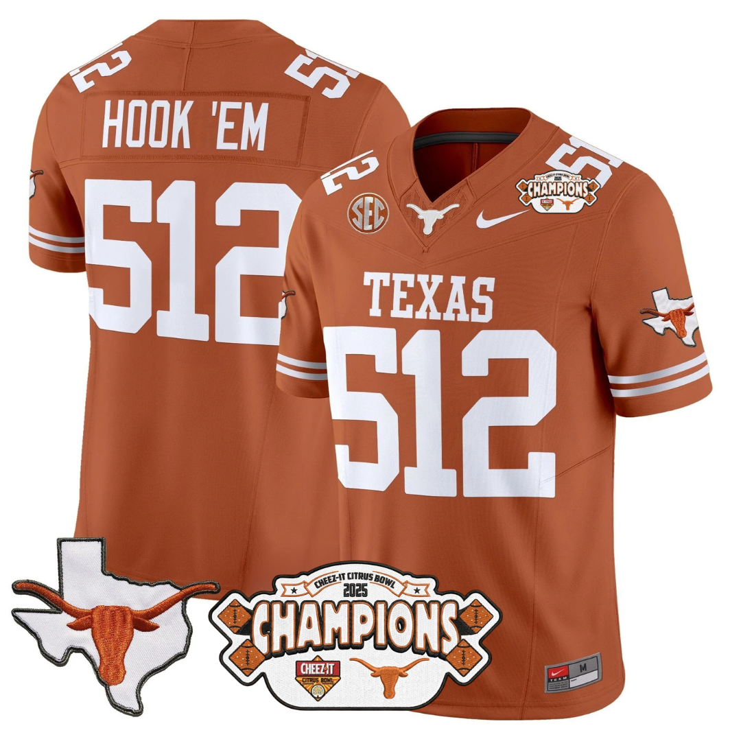 TEX 2025 State Map & Citrus Bowl Champions Patch Vapor Limited Jersey - All Stitched