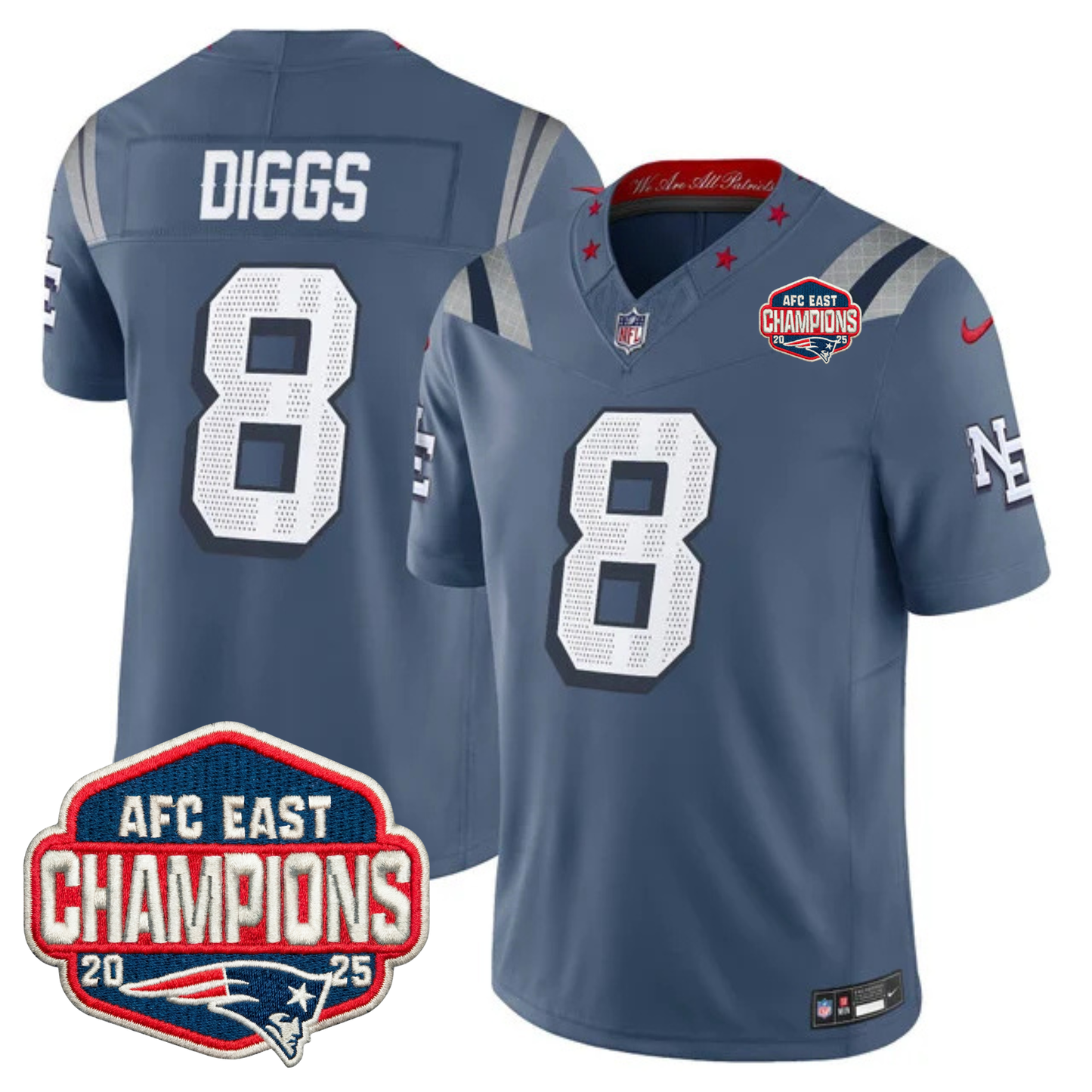 NE AFC East Champions Patch Vapor Limited Jersey - All Stitched n9
