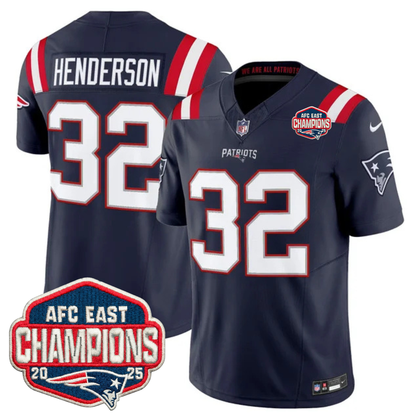 NE AFC East Champions Patch Vapor Limited Jersey - All Stitched