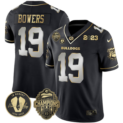 Men's Georgia Bulldogs 2023 Champions & Vince Dooley Patch Jersey - All Stitched