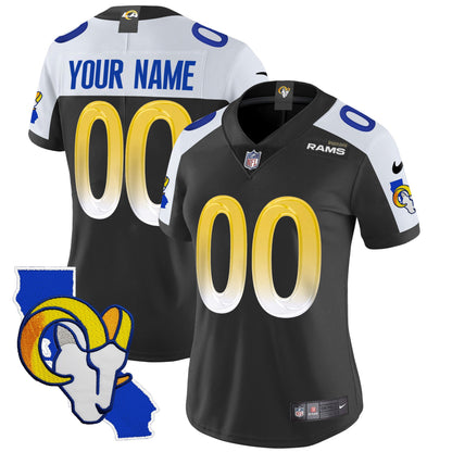Rams California Patch Vapor Limited Custom Jersey - All Stitched