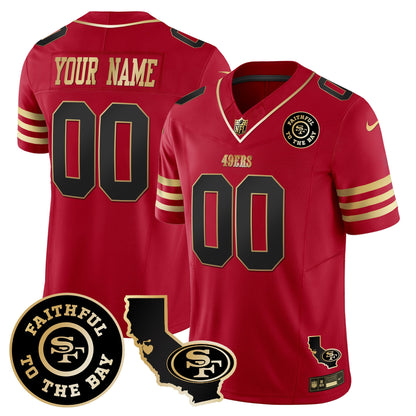 49ers Faithful & California Patch Vapor Custom Jersey - All Stitched