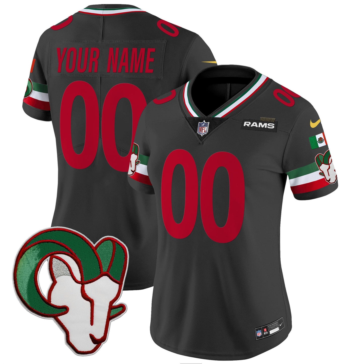 Rams Mexico Vapor Limited Custom Jersey - All Stitched