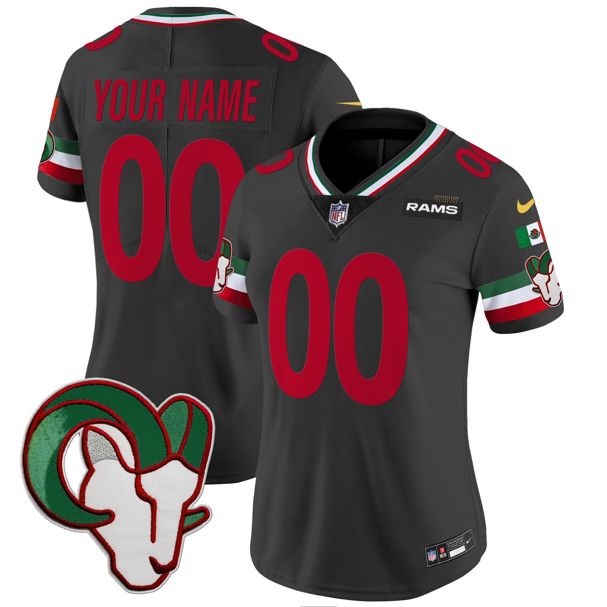 Rams Mexico Vapor Limited Custom Jersey - All Stitched