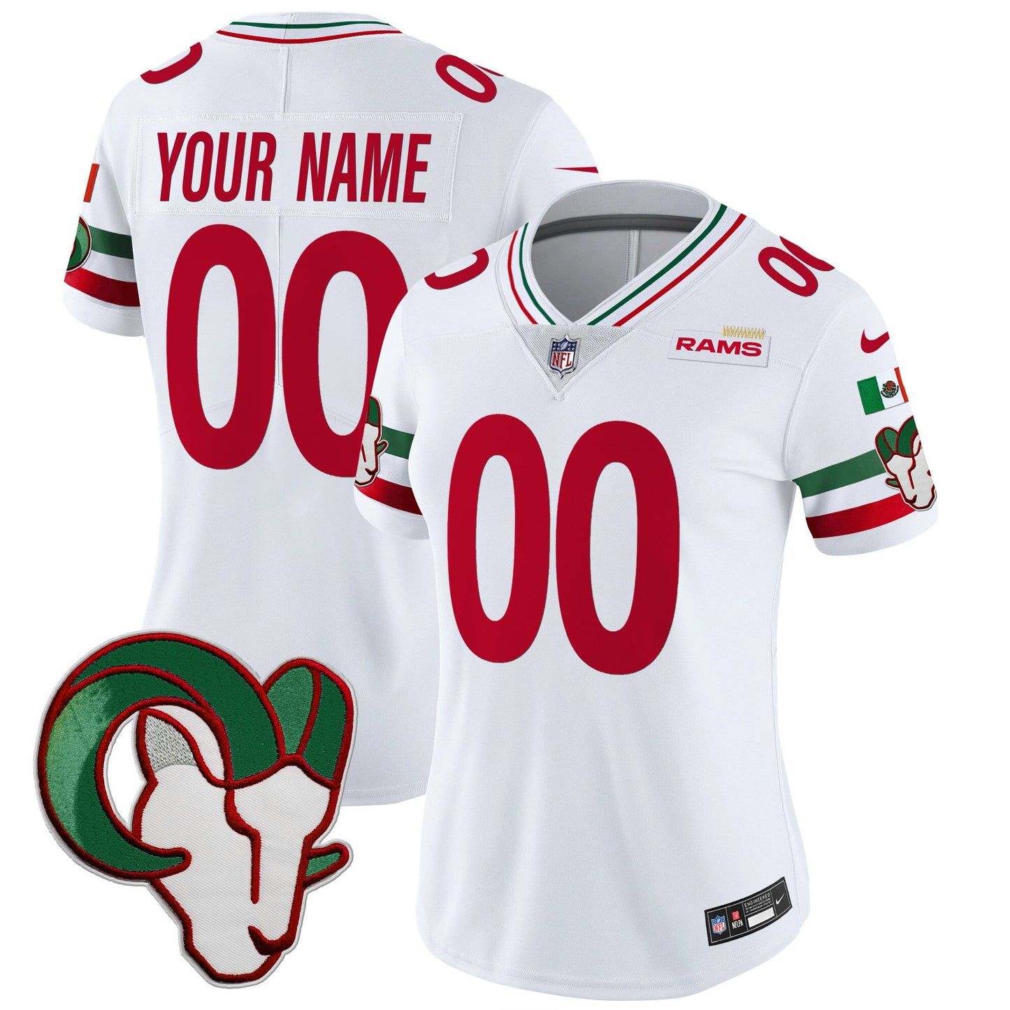 Rams Mexico Vapor Limited Custom Jersey - All Stitched