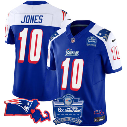 Men's Patriots Bill Belichick 6x Champions Patch Vapor Jersey - All Stitched