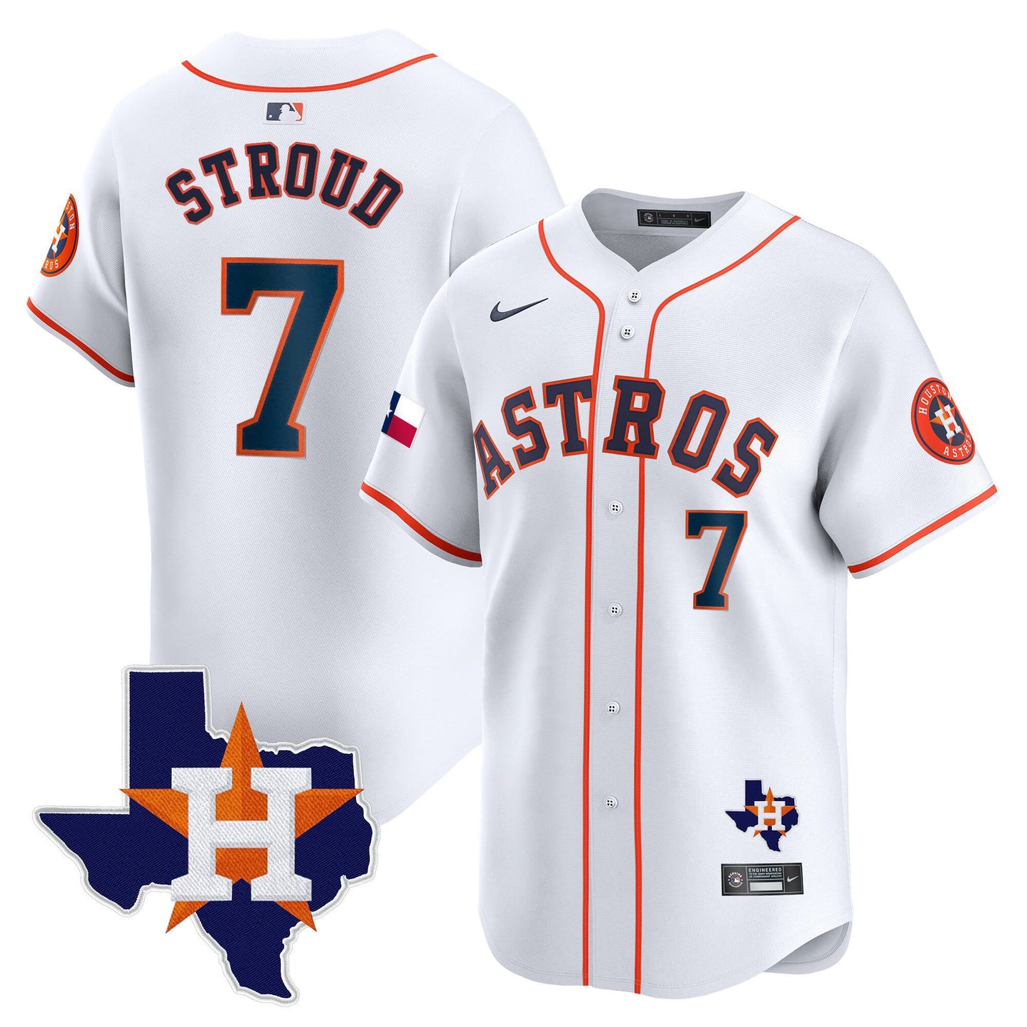 Men's Houston Astros Texas Patch Vapor Premier Limited Jersey - All Stitched