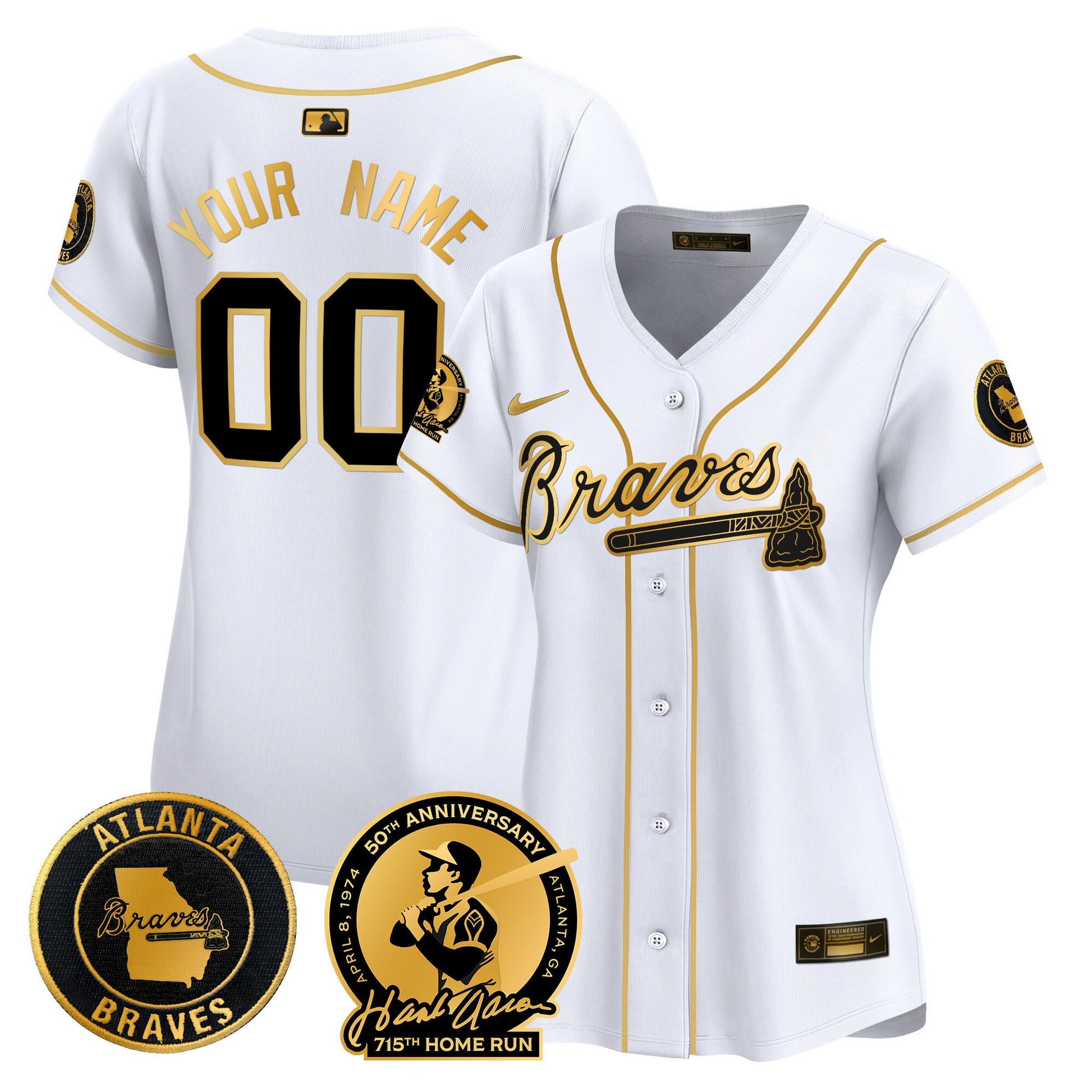 Atlanta Braves Hank Aaron 715th Home Run Patch Vapor Premier Limited Custom Jersey - All Stitched
