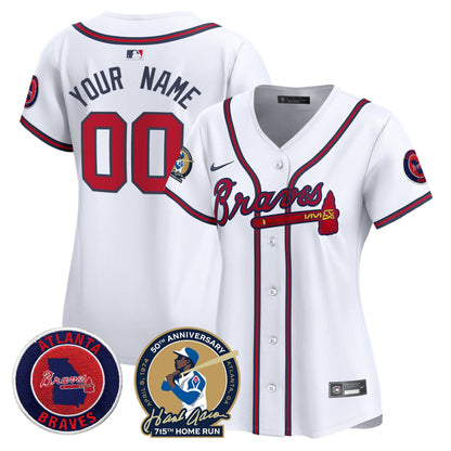 Atlanta Braves Hank Aaron 715th Home Run Patch Vapor Premier Limited Custom Jersey - All Stitched