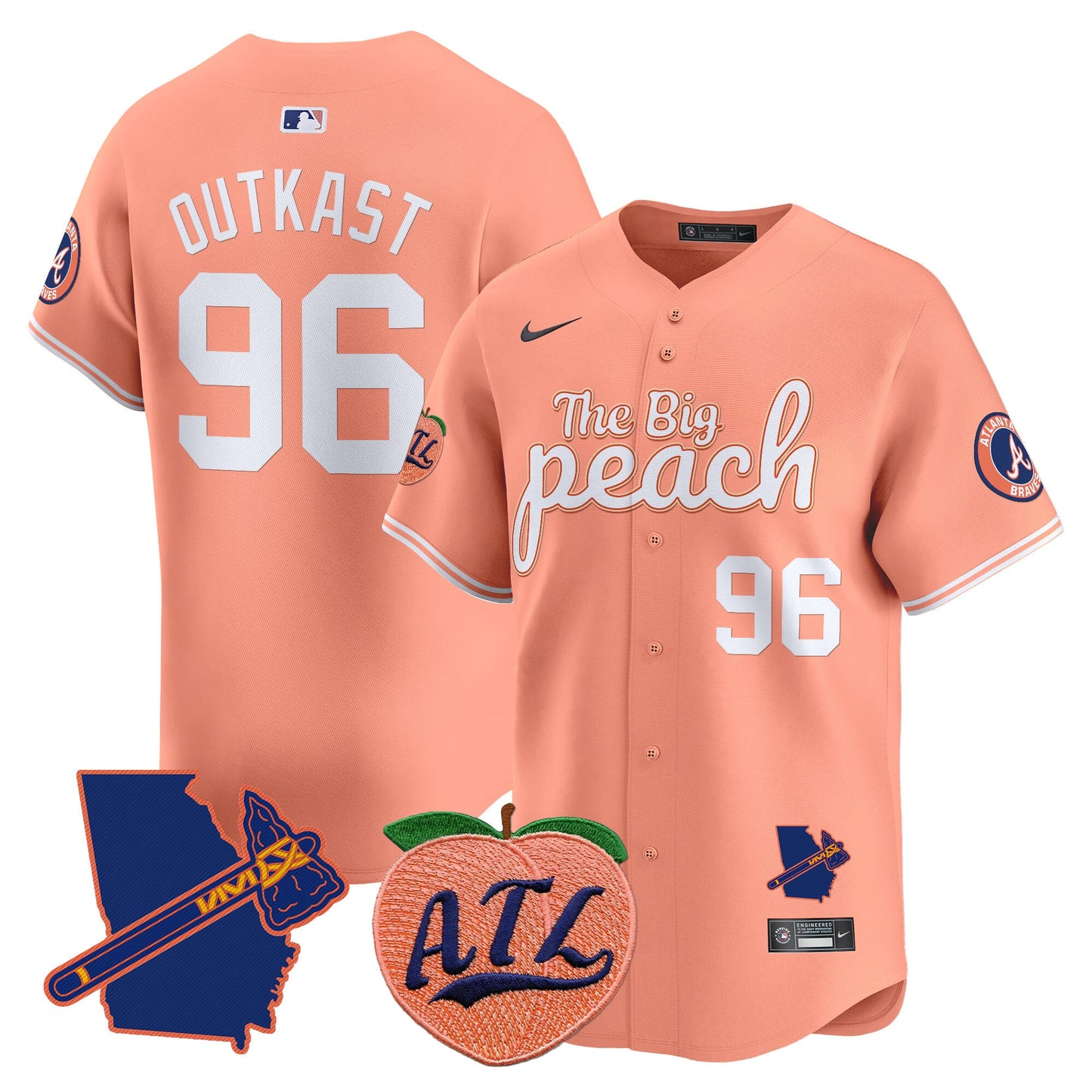  Atlanta Braves The Big Peach Vapor Premier Limited Jersey - All Stitched