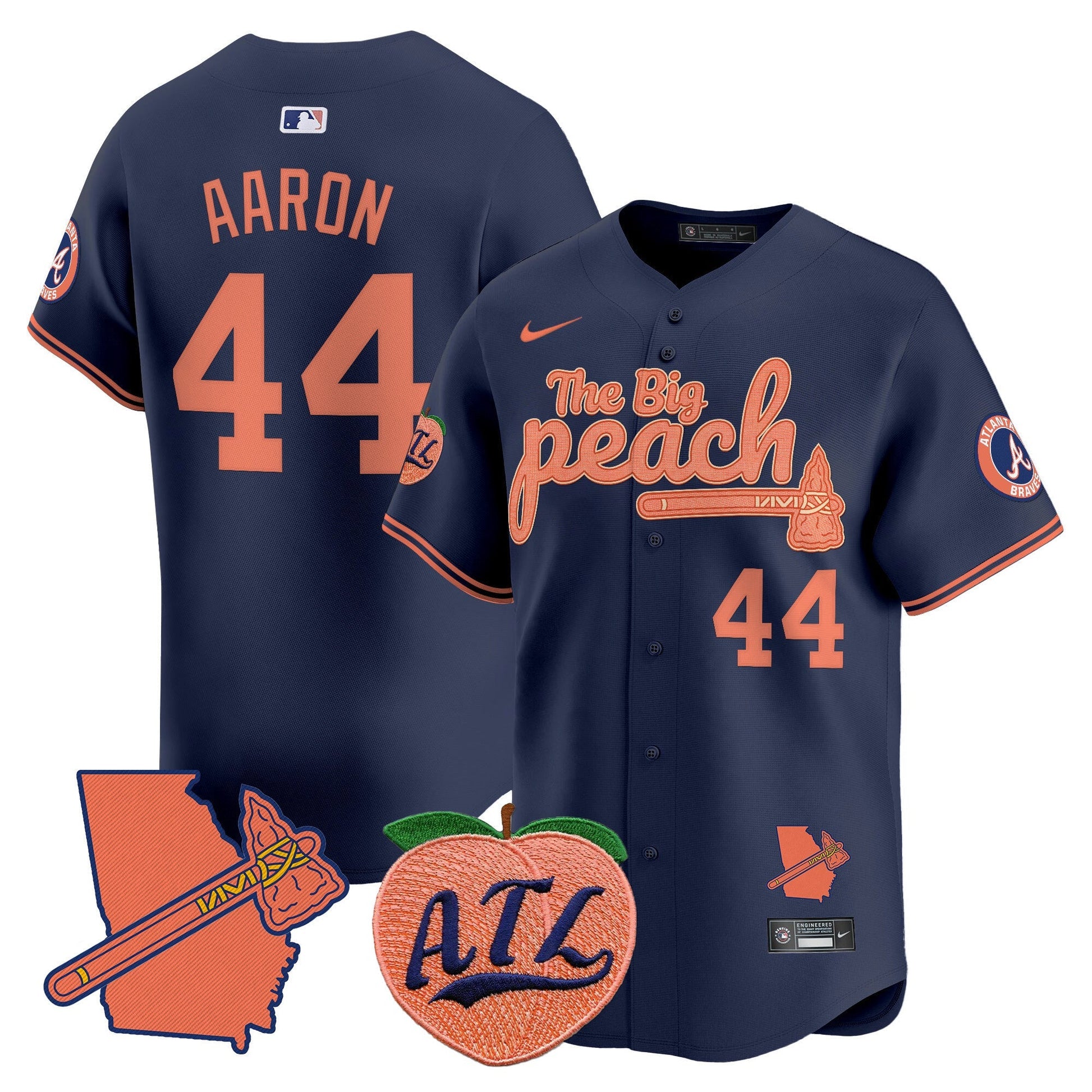 Men's Atlanta Braves The Big Peach Vapor Premier Limited Jersey V2 - All Stitched