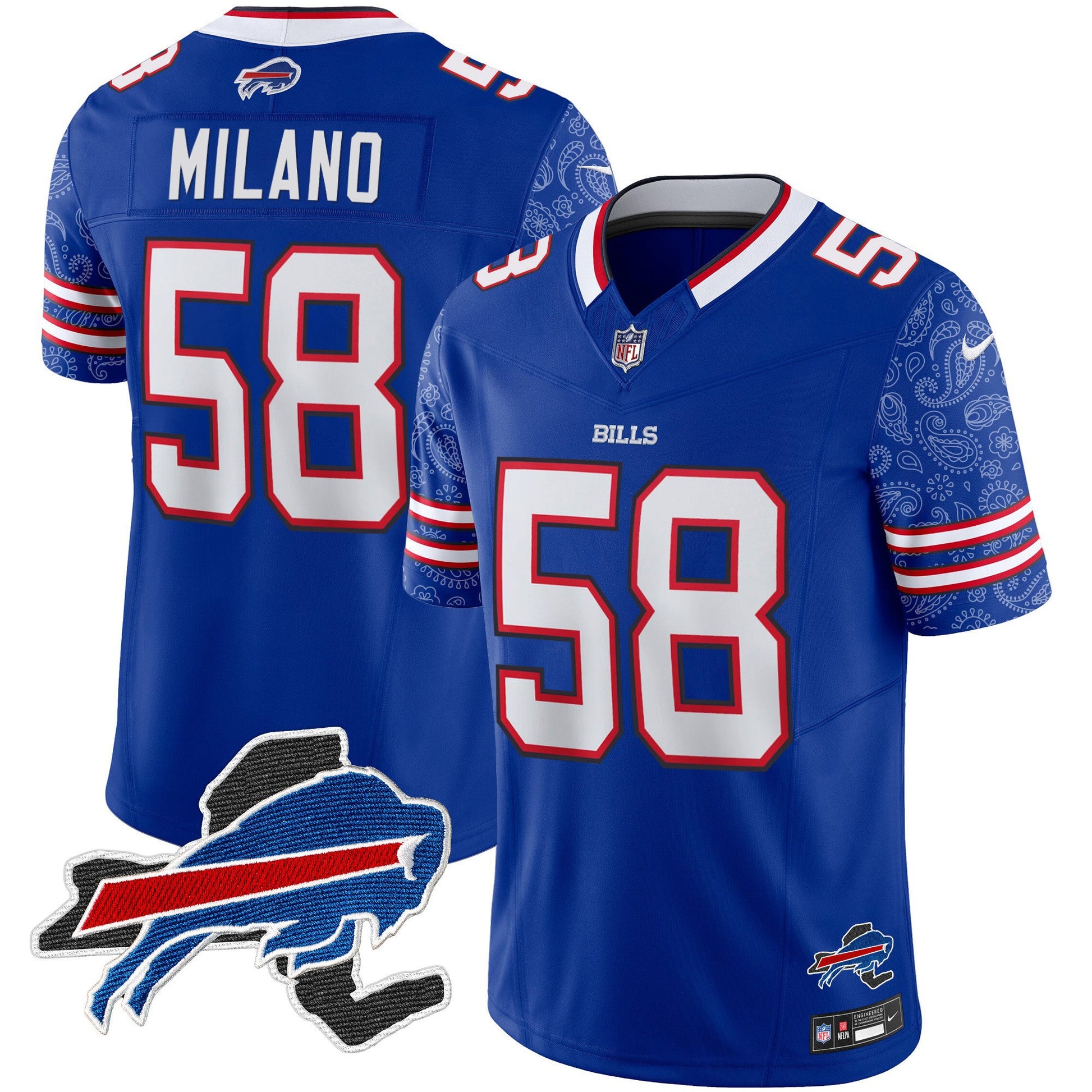 Men's Bills New York Patch Vapor Limited Jersey V2 - All Stitched