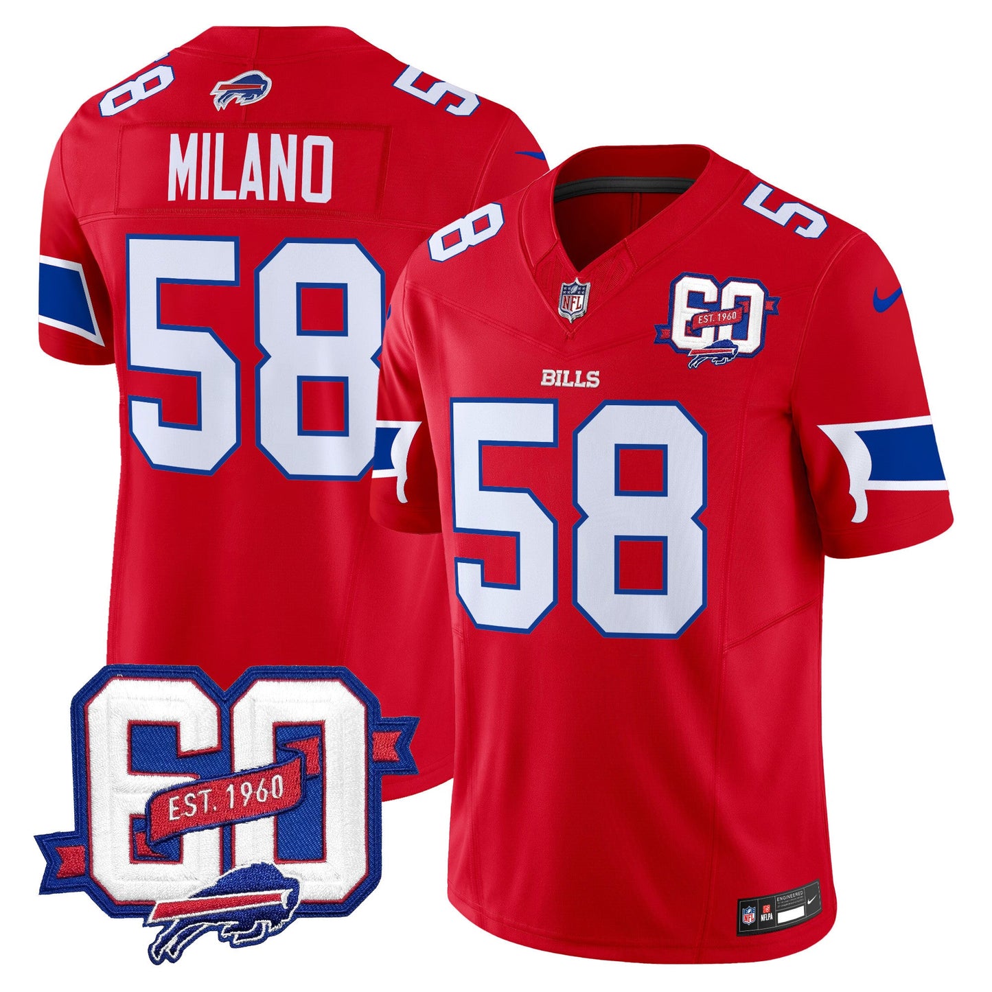 Men's Bills 60th Anniversary Patch Vapor Limited Jersey - All Stitched
