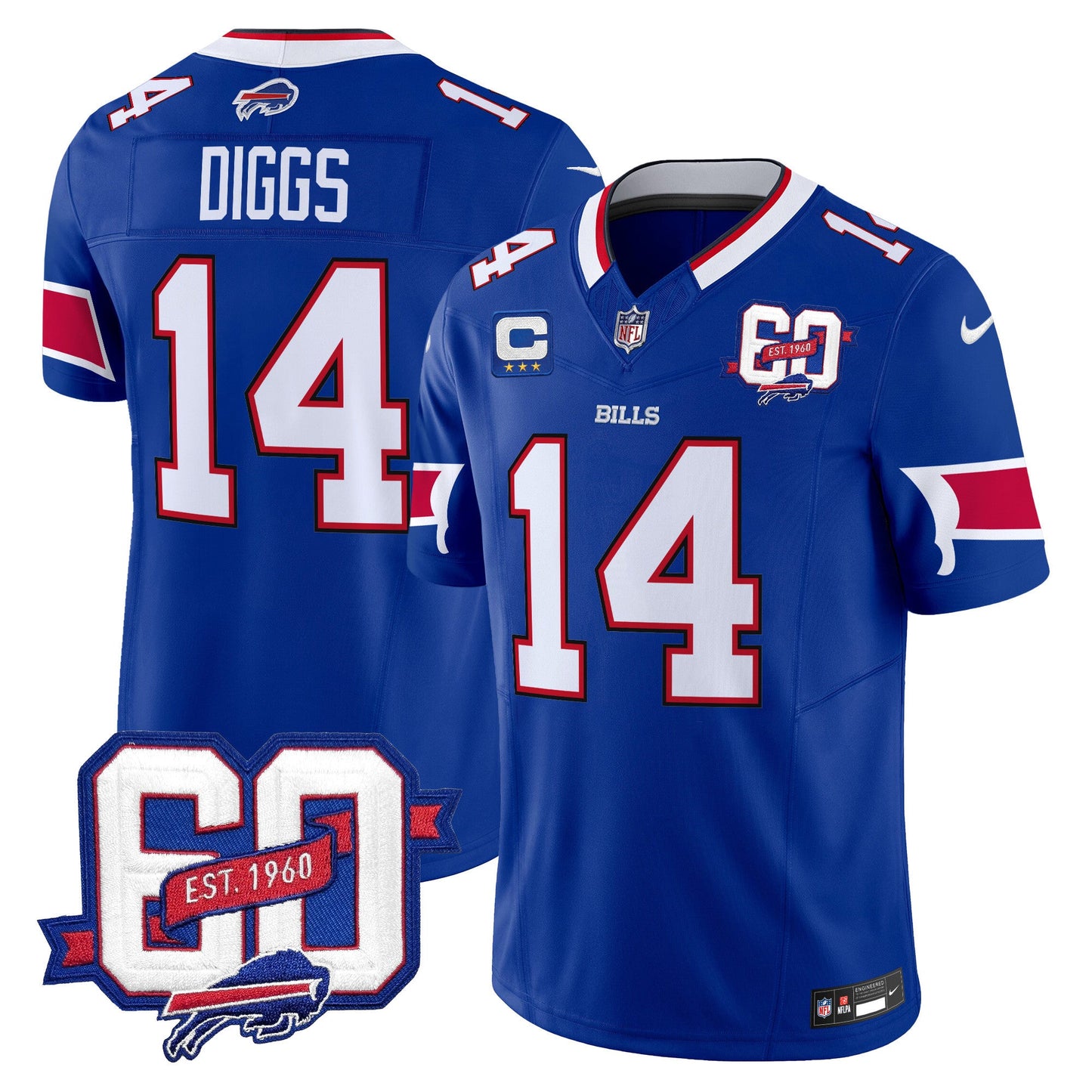 Men's Bills 60th Anniversary Patch Vapor Limited Jersey - All Stitched