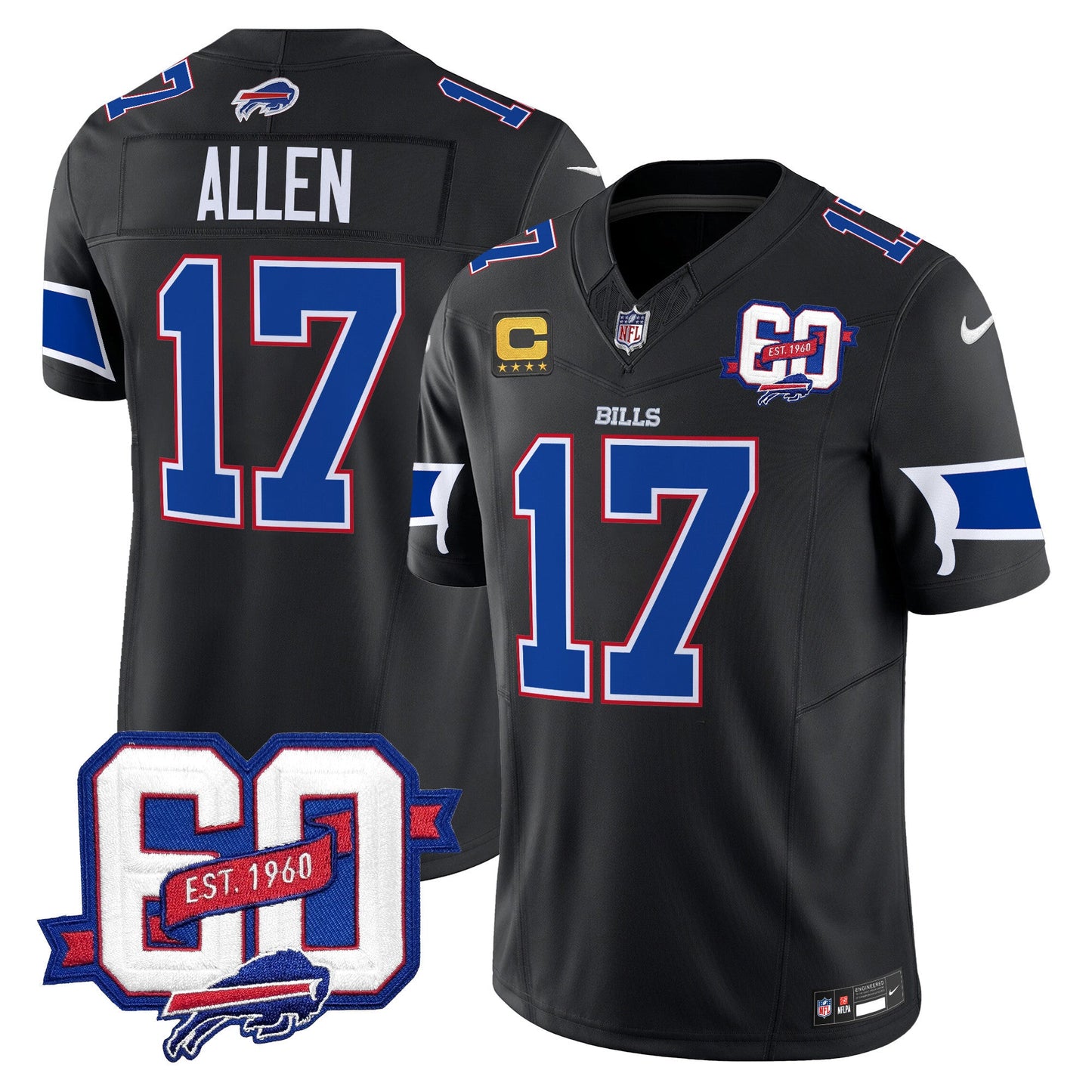 Men's Bills 60th Anniversary Patch Vapor Limited Jersey - All Stitched