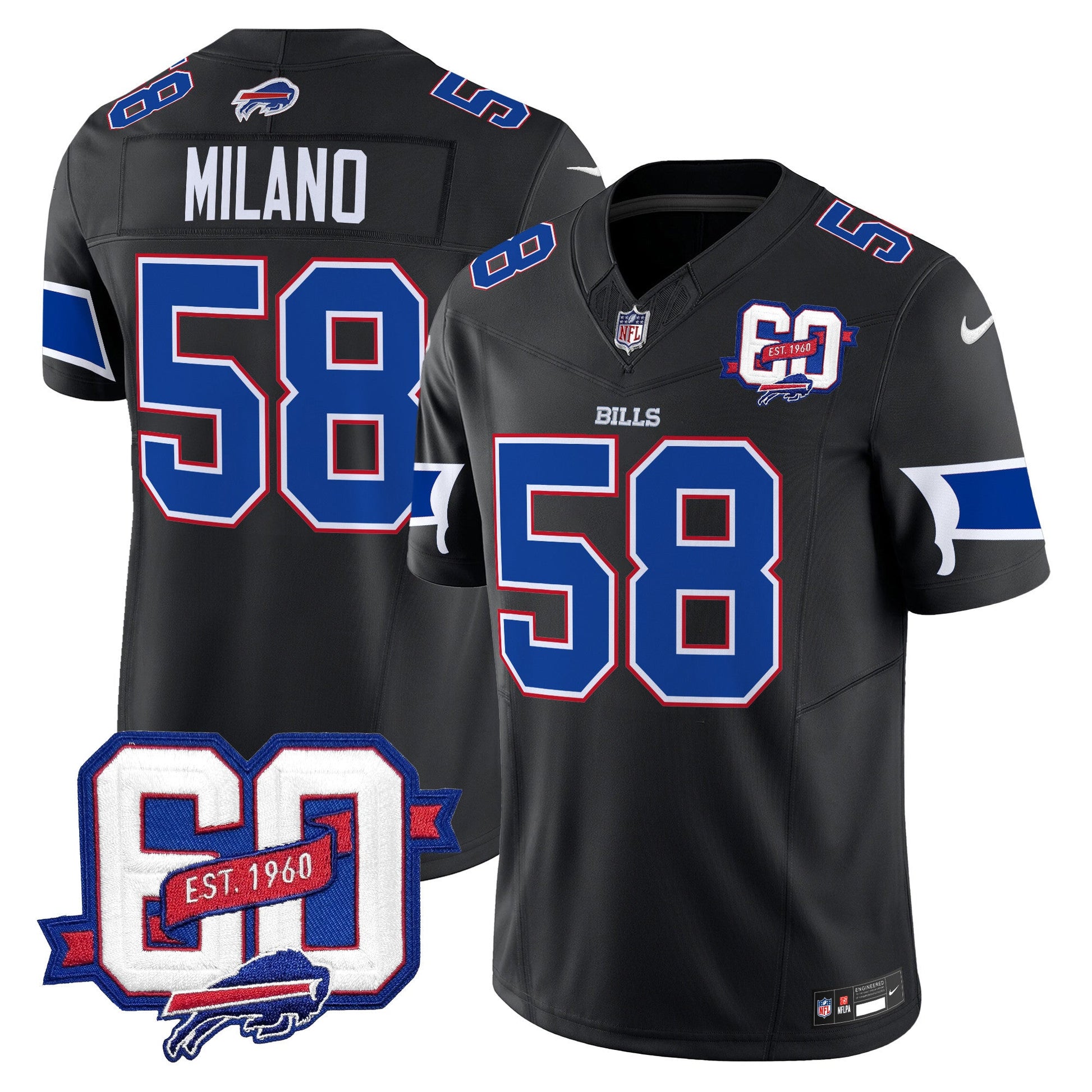 Men's Bills 60th Anniversary Patch Vapor Limited Jersey - All Stitched