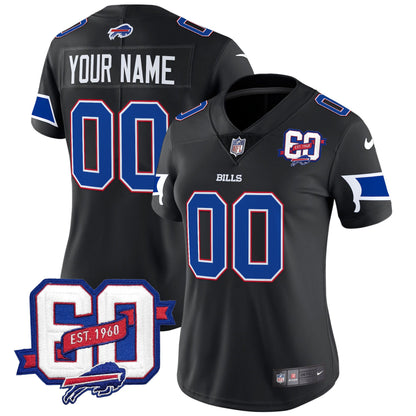 Bills 60th Anniversary Patch Vapor Limited Custom Jersey - All Stitched