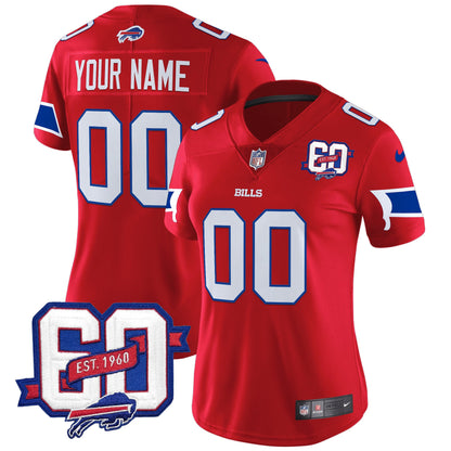 Bills 60th Anniversary Patch Vapor Limited Custom Jersey - All Stitched