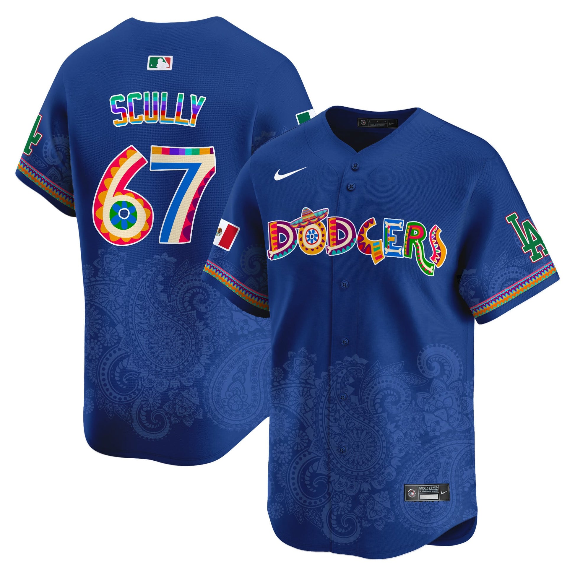 Los Angeles Dodgers Paisley Mexico Vapor Premier Limited Jersey - Printed
