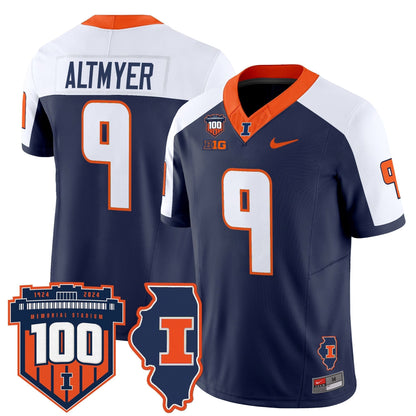 Men's Illinois Fighting Illini 100th Memorial Stadium Patch Vapor Limited Jersey - All Stitched