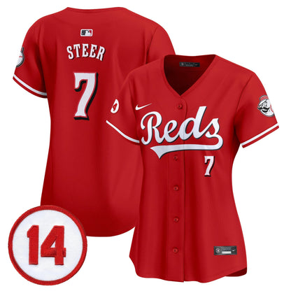 Women's Cincinnati Reds Pete Rose Patch Vapor Premier Limited Jersey - All Stitched