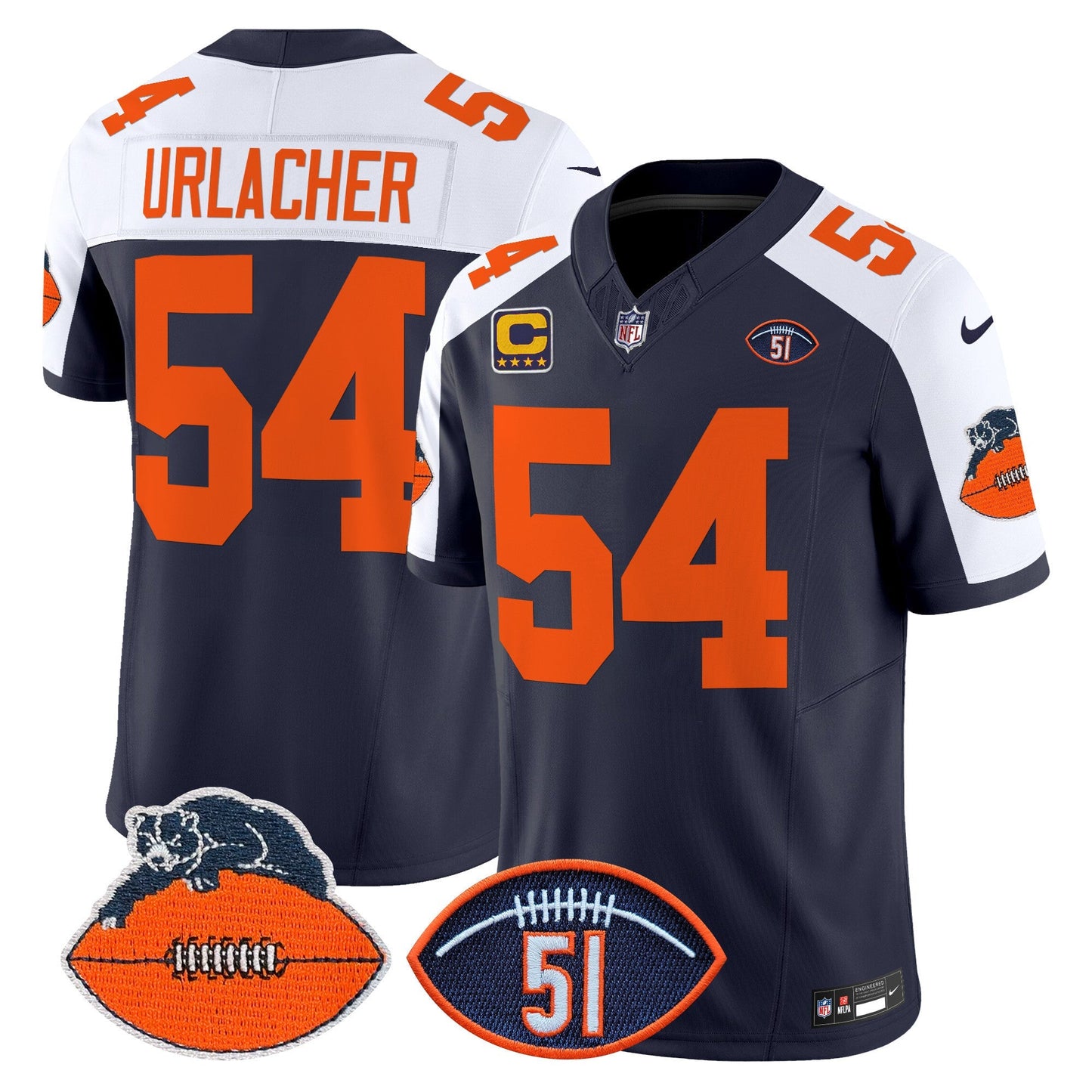 Men's Chicago Bears Dick Butkus Patch Throwback Vapor Limited Jersey - All Stitched
