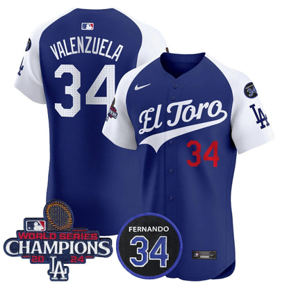 Dodgers El Toro 2024 World Series Champions Patch Vapor Premier Elite Jersey - All Stitched