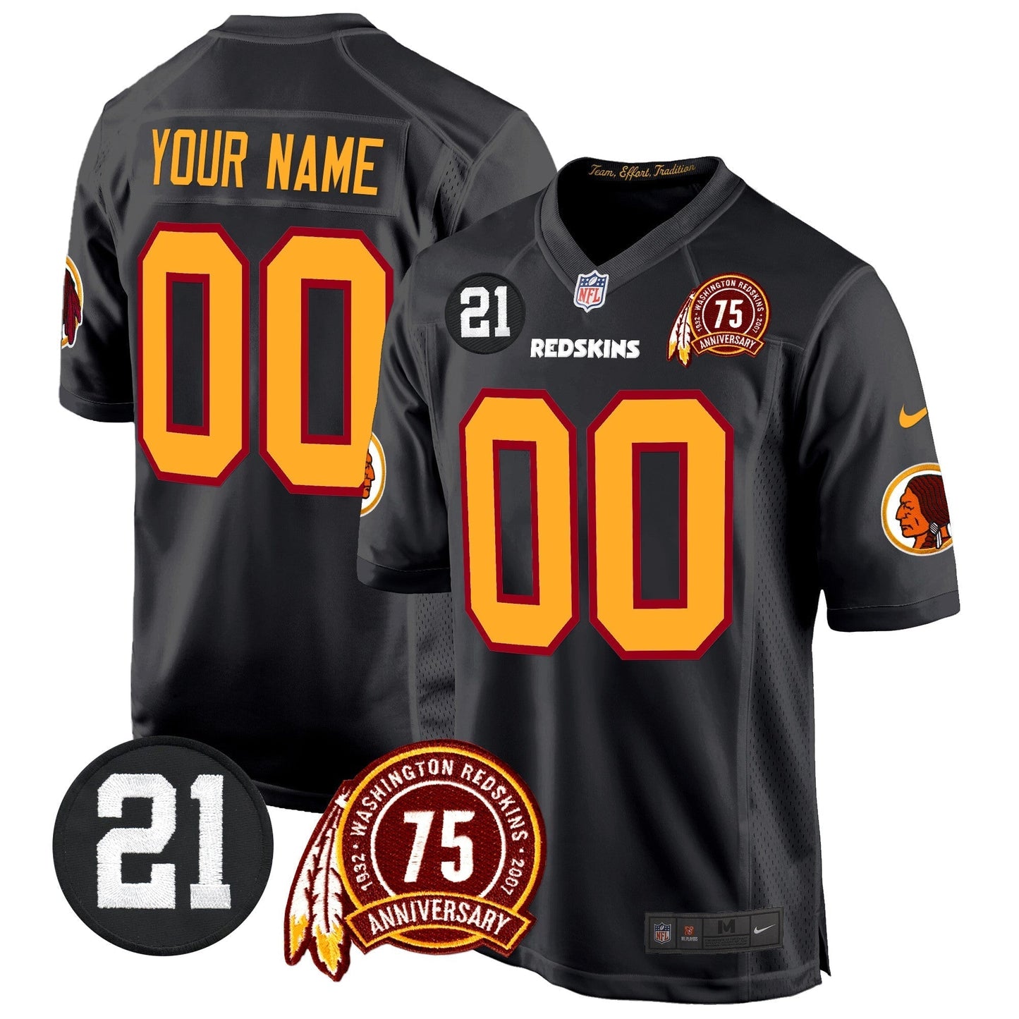 WR 75th & Sean Taylor Patch Game Custom Jersey - All Stitched