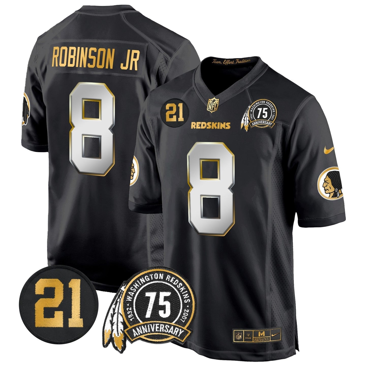 WR 75th & Sean Taylor Patch Gold Game Jersey - All Stitched