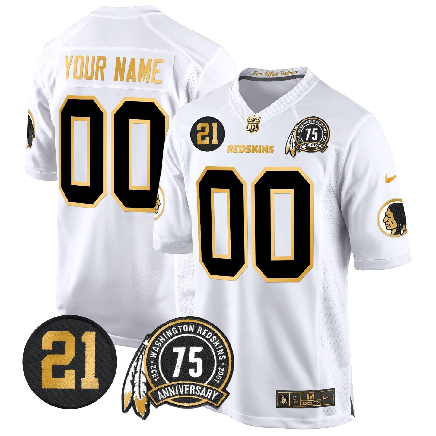 WR 75th & Sean Taylor Patch Gold Game Custom Jersey - All Stitched