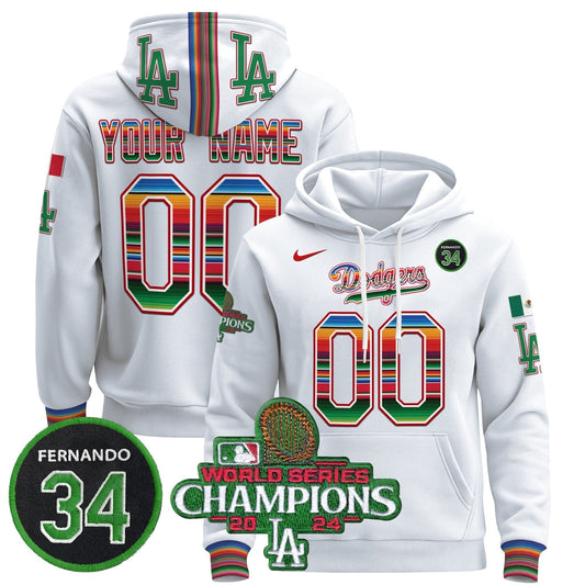 Dodgers Mexico 2024 World Series Champions Custom Pullover Hoodie-NQD