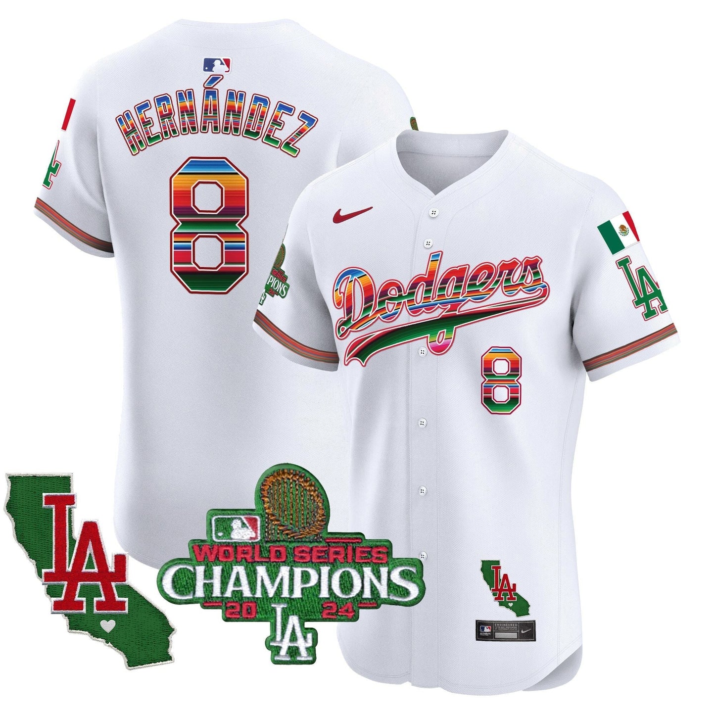 Dodgers Mexico 2024 World Series Champions Vapor Premier Elite Jersey - All Stitched