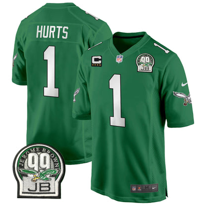 Eagles Jerome Brown Patch Kelly Green Alternate Game Jersey - All Stitched